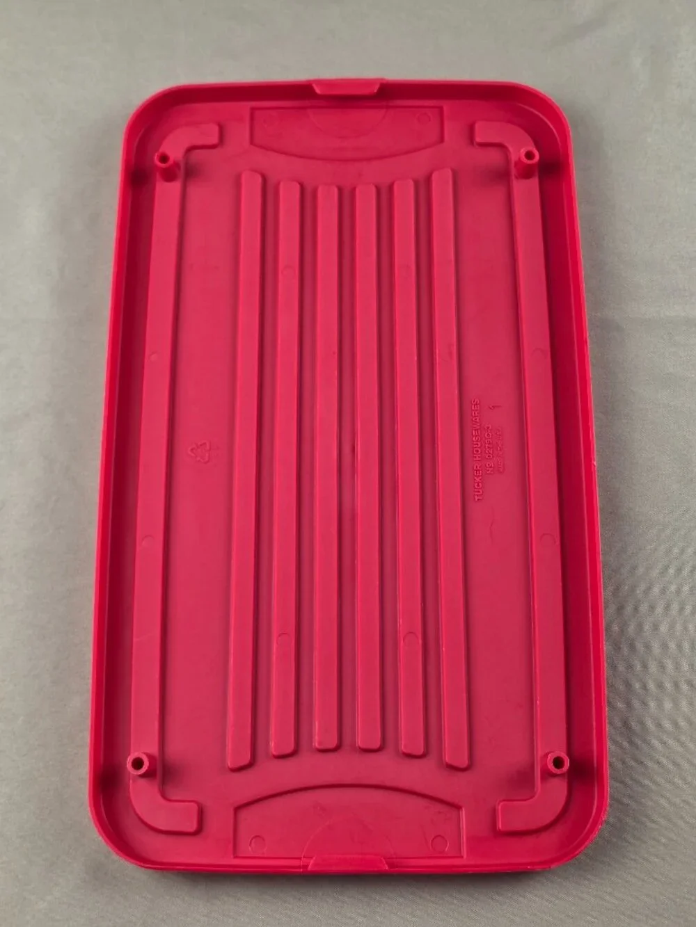 Vtg Plastic Container Storage Shoe Box Size Tucker Brand Pinkish Red Snap On Lid